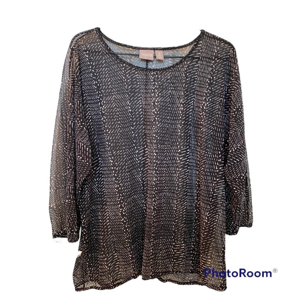 Chico's Sheer Pullover, Size:  3